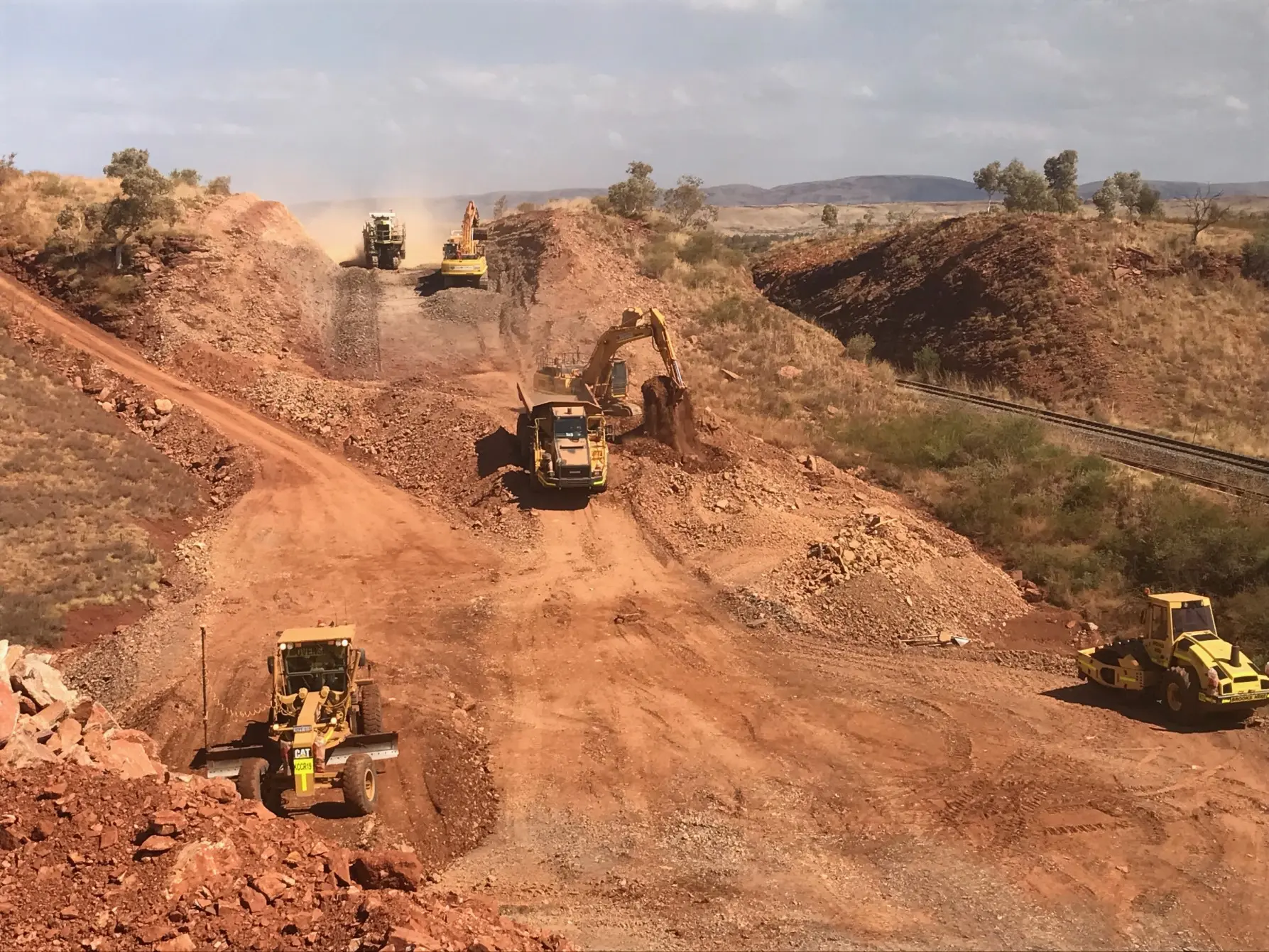 Excavator for road improvement in Yandi